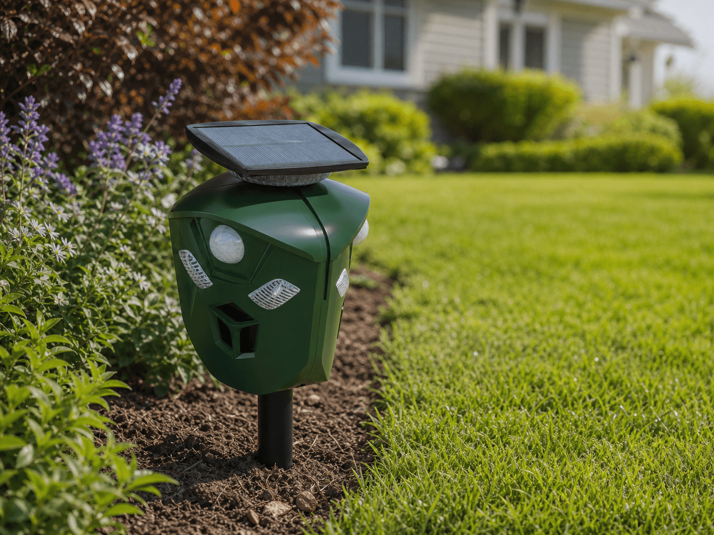 Installing the AR16 Solar Animal Repeller beside a garden route