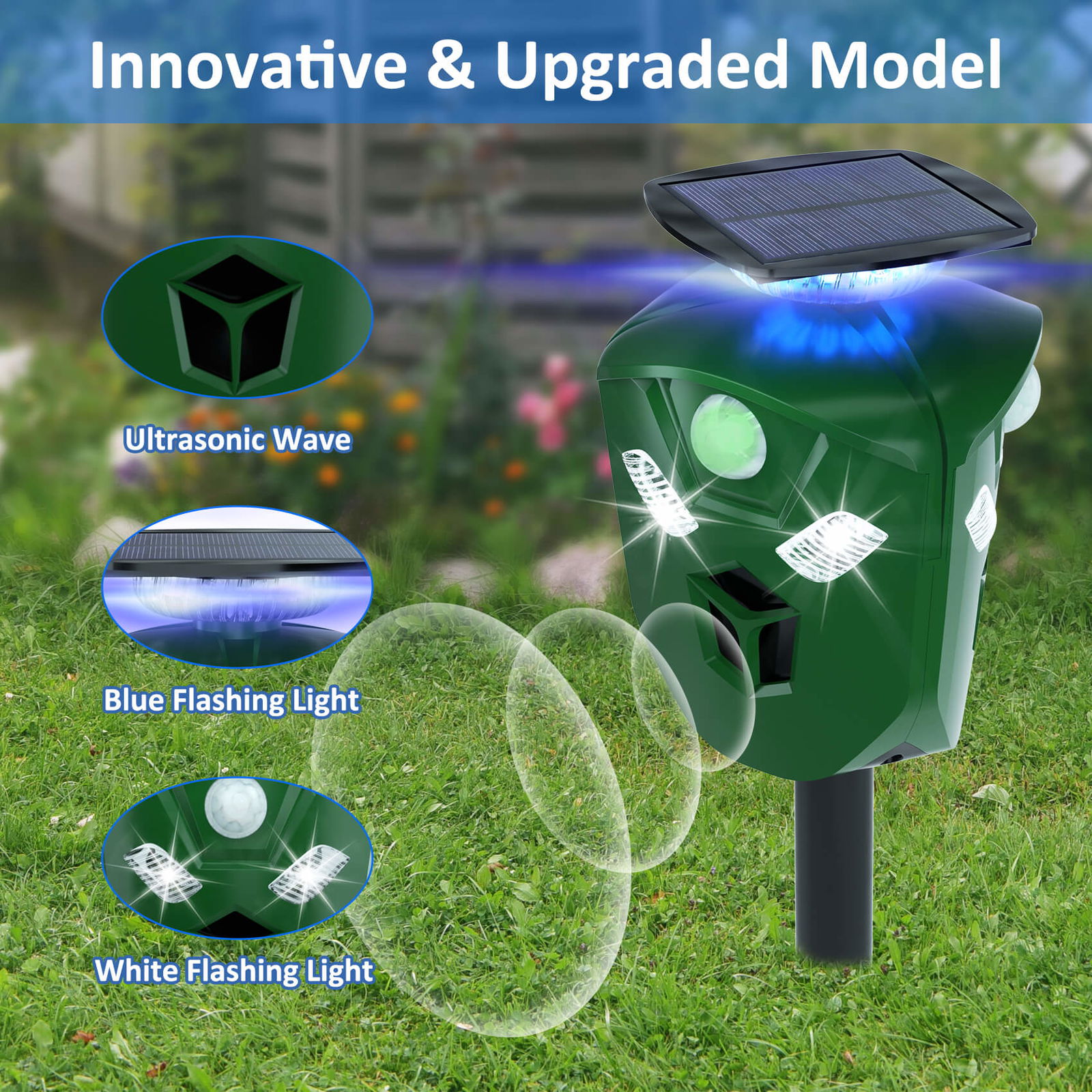 Three-ways Solar Animal Repeller (Pro Version)