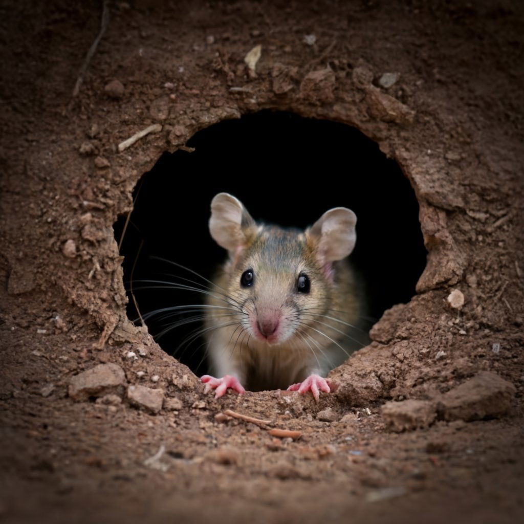 The mouse went into the hole photo