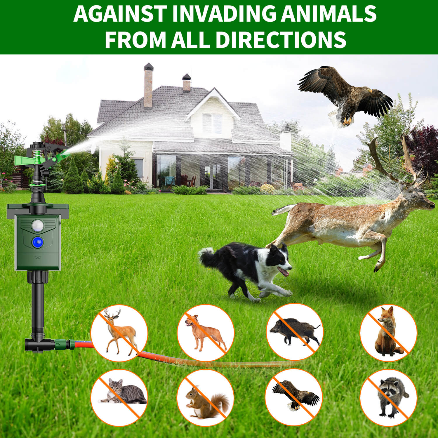 Motion Activated Sprinkler Animal Deterrent 