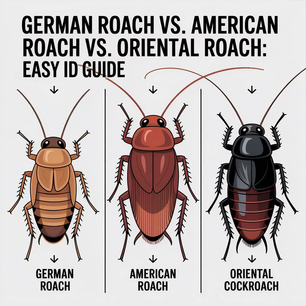German Roach vs. American Roach vs. Oriental Roach Easy ID Guide